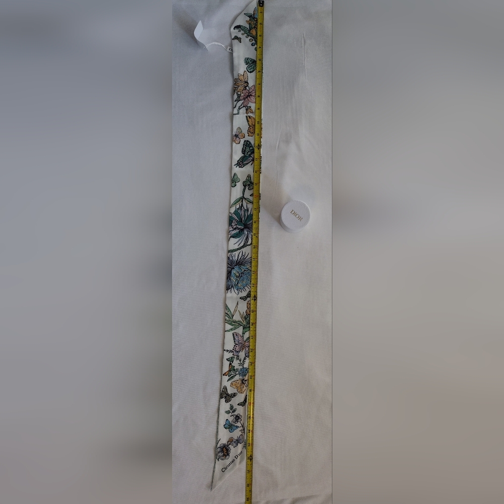 Christian Dior Mitzah Twilly Butterfly Floral Silk Scarf Skinny Bandeau NWT NIB - Picture 3 of 7
